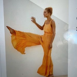 Free People Selfie Worthy Jumpsuit NWT Cantaloupe Orange/Yellow Color XS